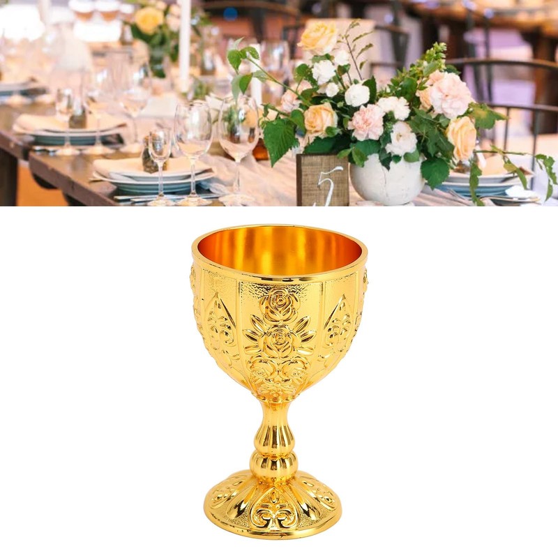 Tomotato Medieval Goblet, Vintage Metal Floral Pattern Goblet The Holy