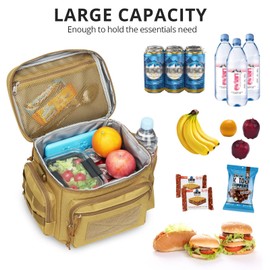 Lunch Box for Men, Tactical Lunch Bag MOLLE Webbing Leakproof Insulated Large Lunch Cooler Women Adult Meal with Adjustable Shoulder Strap Durable Lunch Pail for Work Finishing Picnic Office (Brown)