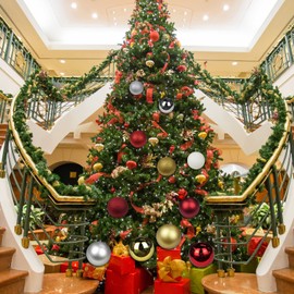 Esferas de adornos de Navidad de 18 cm, decoraciones de Navidad grandes, árbol de Navidad, inastillables, con lazo para colgar, decoración interior y exterior, dorado