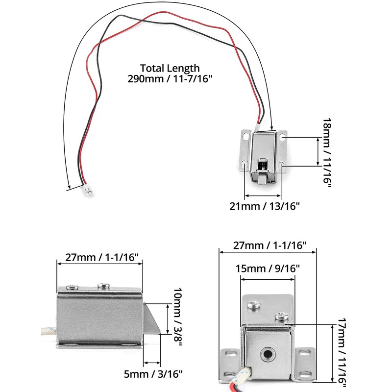 QWORK Electromagnetic Solenoid Lock, 4 Pcs Mini Door Drawer Tongue