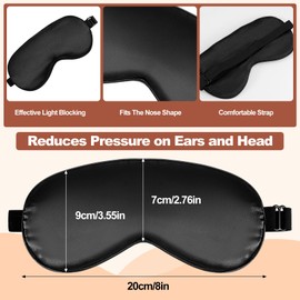 Jeffbaubl 8 Pack Sleep Mask, Soft Satin Eye Covers for Sleeping,Silk Sleep Eye Mask with Elastic Strap, Effective Shading Blindfold for Women Men, Night Eyeshade for Travel Nap Yoga(Black)