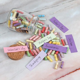 HSXIANG Capsule Letters Message in a Glass Bottle，Message Pills Love Letter Gift for Boyfriend Girlfriend Wife Friend Birthday Christmas Anniversary Valentine Day. (55PCS in a Bottle)