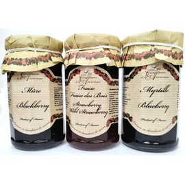 Artisanal French Jams Berry Variety | Wild Blueberry, Wild Strawberry and Blackberry Jams | 9.5 Oz Each