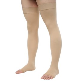 20-30 Compression Socks for Women Men, Thigh High Compression Stockings, Support Hose for Women Compression, Travel Toeless Women's Compression Socks, Light Open Toe Pregnancy Support Socks (SKIN, L)