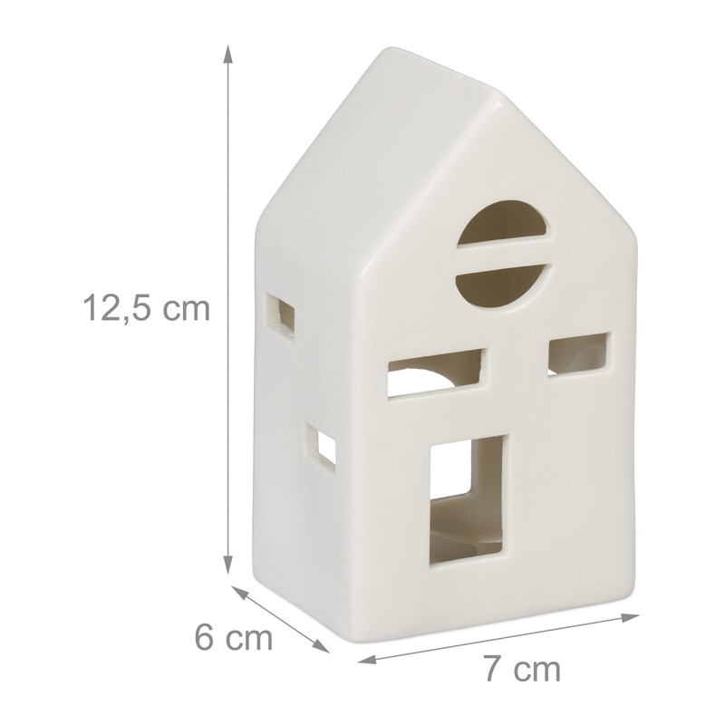 Relaxdays Ceramic Tea Light House, Light House for 1 Tea