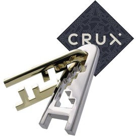 Hanayama and Crux Cast Keyhole Puzzle - Level 4 of 6 - Fairly Hard - Includes Crux Sticker