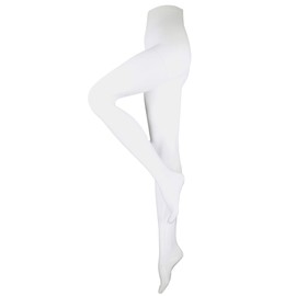 NuVein Compression Pantyhose, 15-20 mmHg Support, Women's Sheer Nylon Hosiery Tights, Closed Toe, White, Medium