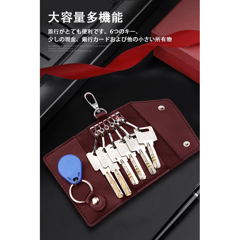 Key Case, Genuine Leather, 6 Layers, Trifold Card Key Case,