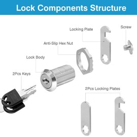 Litensh 40 mm Security Mailbox Lock, Mailbox Lock, Cupboard Drawer Cam Lock, Tool Box Door Cabinet Locks with Key Equal (1.40 mm)