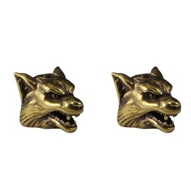 StarWay 2pcs New Wolf Head Warrior EDC Out Brass Knife Beads Umbrella Rope Cord Outdoor Knife Pendant Paracord Lanyard Bead