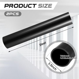 Landical 2 Pcs 3 Inch x 2 ft ABS Drain Pipe Black Plastic Pipe for Drain Waste and Vent