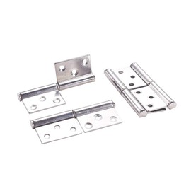 Silver Tone Stainless Steel Gate Door Flag Hinges 2.6 inches Length