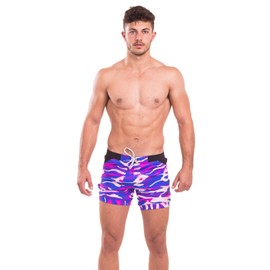 TADDLEE Swimwear Men Basic Long Swimming Trunk Surf Camo Shorts Swimsuits Pocket (XL, Red)