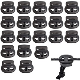 Androxeda 20 Pack Cord Stopper with 2 Holes for up to 4 mm Diameter Cords Rubber Cord Stopper Quick Release Shoelaces Cord Slide Band Clamp Cord Stopper