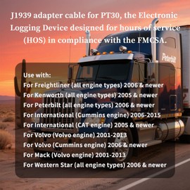 AMHTDOL J1939 9 Pin Green to 10 Pin Diagnostic Cable,Compliant ECM w/DOT, Compatible with PT30 ELD Logbook for Freightliner, Kenworth, Peterbilt,Westernstar Trucks,Work with ELD Devices for Truckers