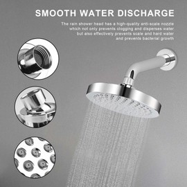 SHENGYIG 6 Inch Silver Rain Shower Head with 360° Rotating Adjustment Ball, Large Shower Head with Anti-Limescale Nozzles, Ideal for Bathrooms, Hotels and Gyms