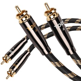 TODN HiFi RCA Cables Audiophile, Double Shielded RCA Cable Male to Male Stereo Audio Cable for Home Theater, Amps, Speakers, (6.5ft/2m, 1 Pair)