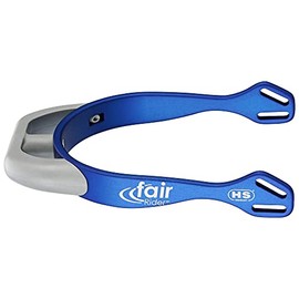 Sprenger fairRider Spurs Made of Blue Aluminium, Lightweight and Anodised with Curved Plastic Neck in Silver, Round and Flattened Plastic Neck