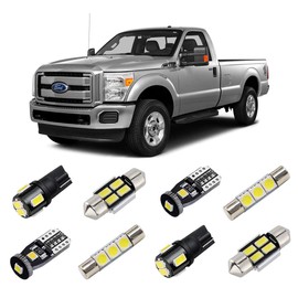 BRISHINE White Interior LED Lights Kit for 1999-2016 Ford F250 F350 F450 F550 F-Series Super Duty Trucks Super Bright 6000K Interior LED Bulbs Package + Cargo + License Plate Lights and Install Tool