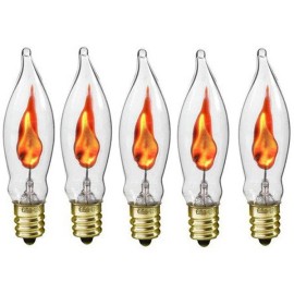 Creative Hobbies Box of 5 Flicker Flame Light Bulbs, E12 Candelabra Base, 3 watt (#A101)