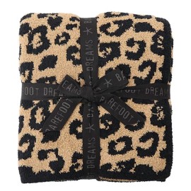 Barefoot Dreams CozyChic Safari 54" x 72" Throw Blanket Camel/Black $180