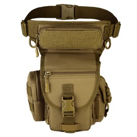 Tactical Leg Bag Sport Military Hip Bag Waterproof Belt Bag MOLLE Drop Leg Bag for Cycling Hiking Climbing, brown