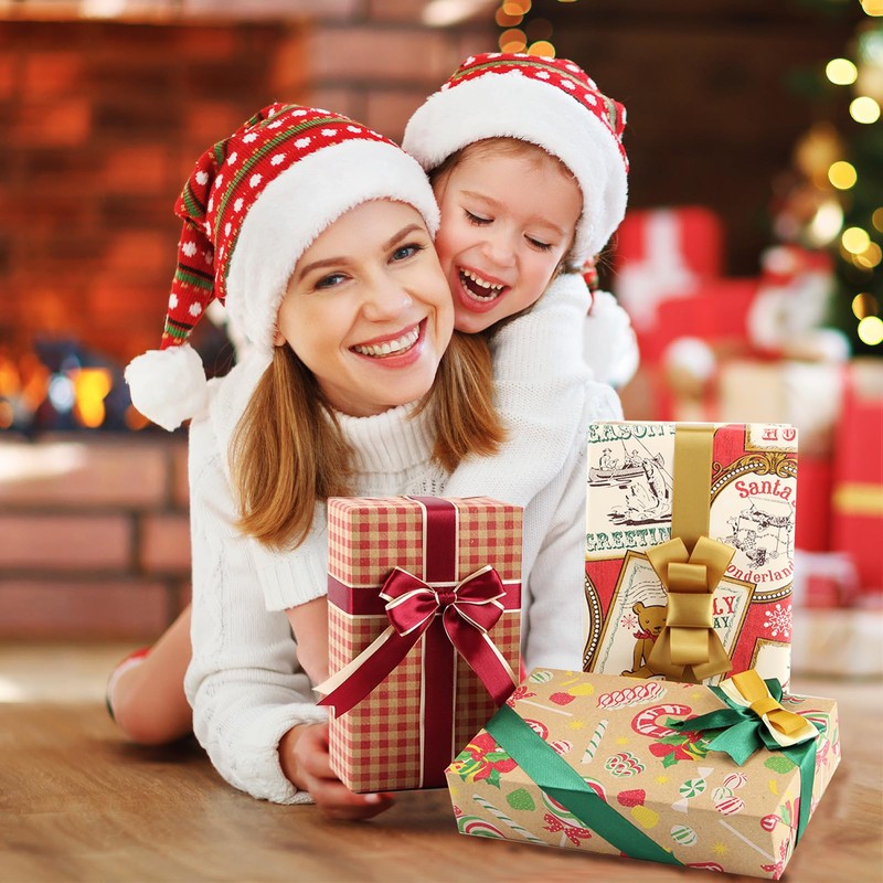 Wrapping Paper, 12Pcs Wrap Contain Red & Brown, Wrapping Paper