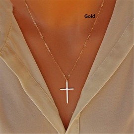 Yienate Bohemia Necklace Simple Fashion Cross Pendant Chain Jewelry For Woman and Girls (Silver)