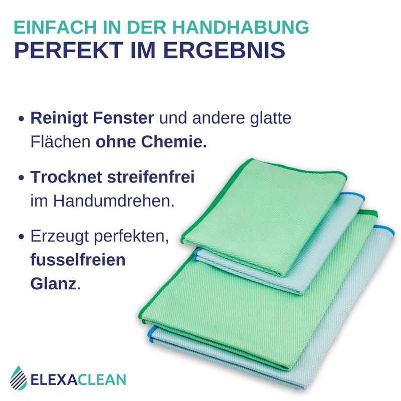 Elexaclean Window Cloth, Streak-Free, Microfibre Cloth, 60 x 40 cm