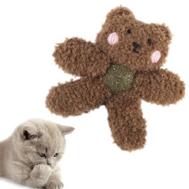 Gavpepy Cat Toys with Catnip Kitten Chew Bite Supplies Boredom Relief Fluffy Kitty Teeth Cleaning Chewing Cat Lovers Interactive Plush Gift (Bear)