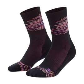 CEP Crew Cut Athletic Performance Running Socks - Paris Vibes Mid Cut Compression Socks for Men and Women, Black/Purple Small