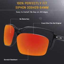 Bwake Replacement Lenses POLARIZED for Oakley Siphon Sunglasses OO9429 - Fire Red