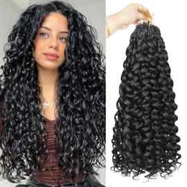 Ainimiu Pre-Looped Gogo Curl Crochet Hair 18 Inch 8 Packs Curly Crochet Hair for Black Women