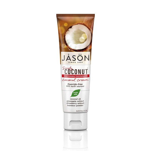 Jason Simply Coconut Whitening Fluoride-Free Toothpaste, Coconut Cream, 4.2 Oz