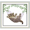 Amiiba Stamped Cross Stitch Kits, Animal Cat on Hanging Basket