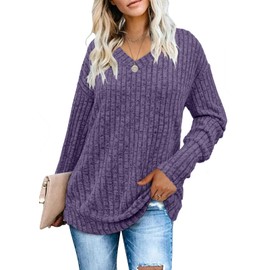 Heymiss Long Sleeve Shirts for Women 2024 Fashion Fall Sweatshirts for Women Loose Fit M