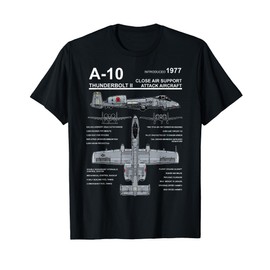 A-10 Thunderbolt II Warthog Military Jet Blueprint T-Shirt