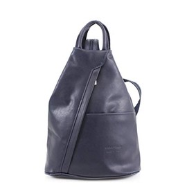 LeahWard Anti-theft Women's Soft Genuine Leather Rucksack Italian Leather Backpack (Navy)