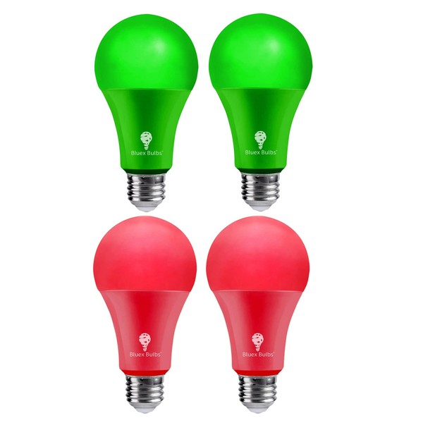 4 Pack BlueX LED A21 Red Green Light Bulbs -