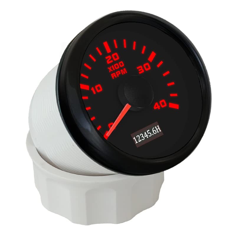 ELING 52mm Tachometer 4000RPM Gauge with Hourmeter 12V 24V with