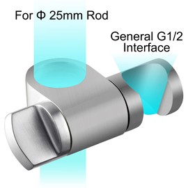 Drenky Shower Holder for Shower Rail, Shower Head Holders for Rail Diameter 25 mm, Replacement Shower Head Holder Made of 304 Stainless Steel, Brushed Solid 360° Rotatable Universal Shower Head Holder