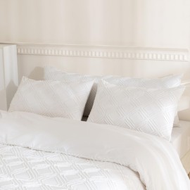 JELLYMONI Pillowcases Body Size White 1 Pack Boho Plaid Bed Pillow Covers 20x54in Microfiber Envelope Pillow Shams Tufted Bohemian Jacquard Knit Textured (Pillows are not Included)