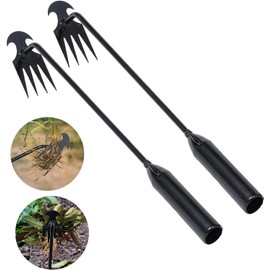 Weed Puller Tool Garden Weed Pulling Tool Portable Garden Weeder Tool Uprooting Weeding Tool 4 Teeth Manganese Steel Forged Hand Weeder for Vegetable Gardening Backyard Farm Planting Weeding