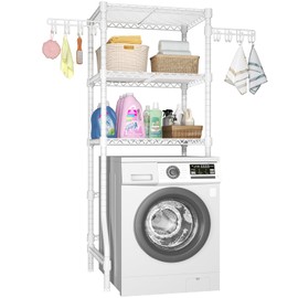 Ulif U8 Mini Laundry Room Storage Organizer, Over The Washer and Dryer Storage Shelves for Laundry Organization, 29.5”W x 17.3”D x 76.2”H, Suit Washing Machine Width Within 27.1”, Hold 304 lb, White