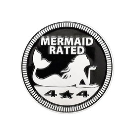 GLSOWEE Mermaid Rated Car Emblem, 4 x 4 3D Metal Car Badge Decals Stickers Round Emblem Decals, Car Exterior Emblems Badge Compatible with Jeep Wrangler Vehicles Trucks SUV RV (Mermaid Rated)