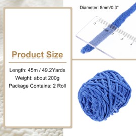 sourcing map 2 Skeins Chenille Chunky Yarn, 200g/7oz Plush Bulky Thick Fluffy Polyester Yarn for Crochet DIY, Soft Velvet Blanket for Sweater Hand Knit Crocheting (Sky Blue, 45 M/49 Yards)