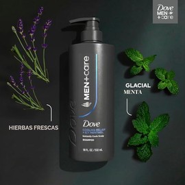 Dove Men+Care Champú de 1 unidad de alivio refrescante para enfría instantáneamente el cuero cabelludo, con mentol helado, 18 onzas líquidas