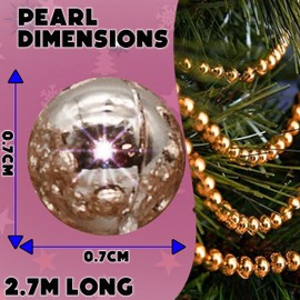 Bead Garland Luxury Christmas Tree Decoration with fireplace Christmas decorations, Christmas garland and Christmas tree decorations White, Rose Gold, Red, Green (2.7m Rose gold).