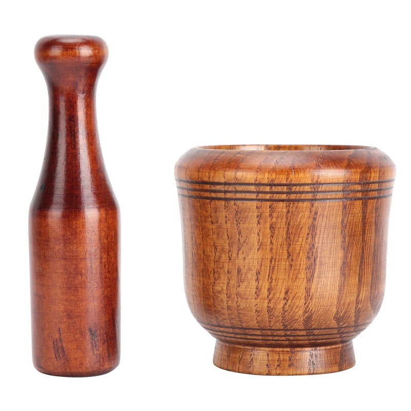 Wooden Grinding Bowl Household Kitchen Manual Garlic Ginger Spices Grinder