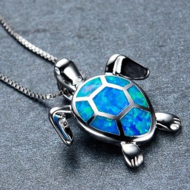 Unbranded Blue & Silver Turtle Necklace and Earring Stud Set